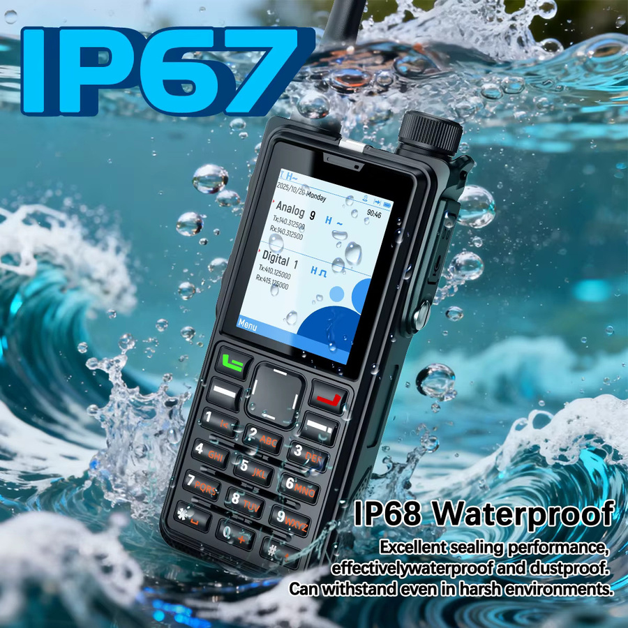 ABBREE AR-880 DMR Walkie Talkie in Schwarz, IP67 Wasserdicht, UHF/VHF Dual Mode, Analog, 512 Kanäle, SMS und VOX Funktion - Bild 4
