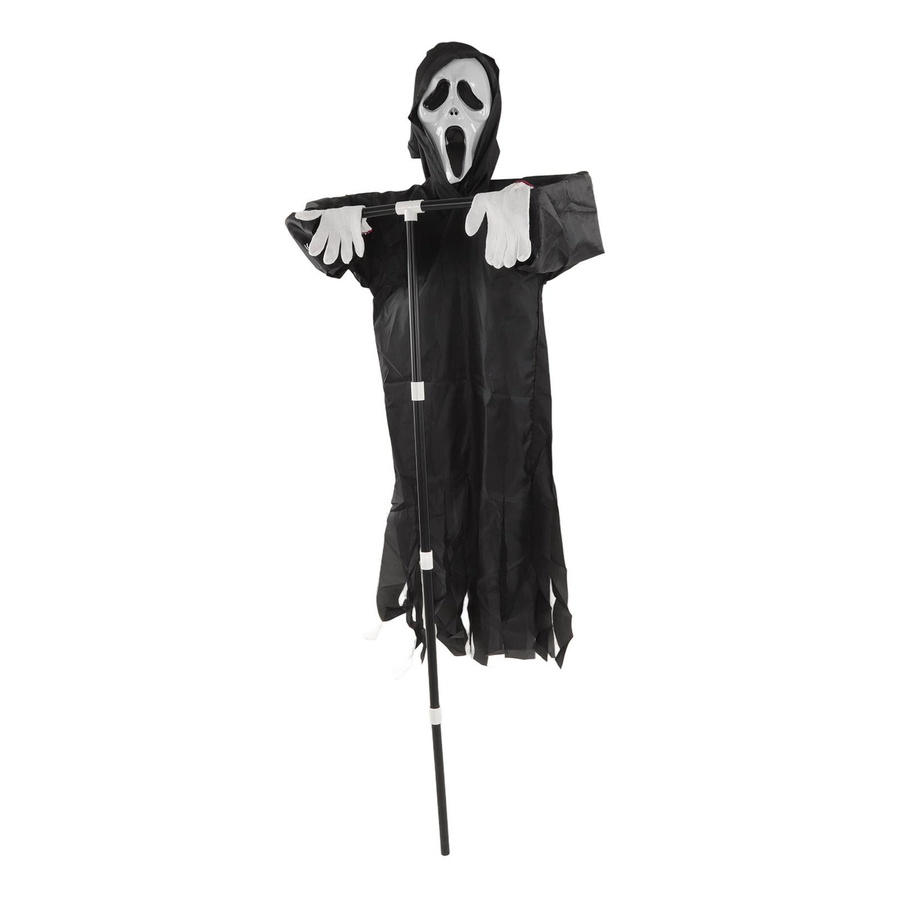 TOMTOP JMS Vogelscheuche mit Geistergesicht aus Polyester und PVC für deine Halloween-Gartendekoration im ländlichen Stil mit abnehmbarer Stange - Bild 2