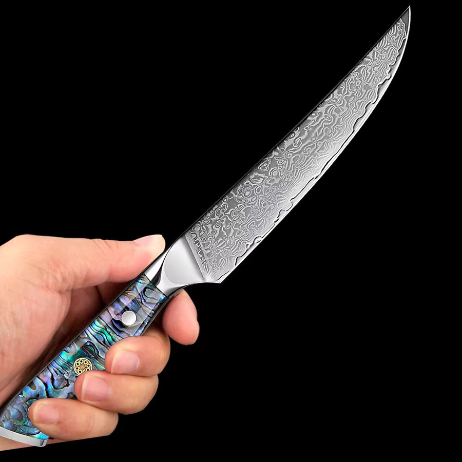 Xituo Damaststahl Steakmesser mit buntem Acryl-Abalone-Griff für Fleisch und Obst - Bild 4
