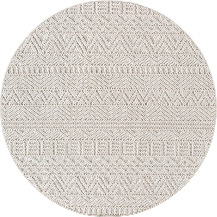 Ayyildiz Flachgewebeteppich Helix rund in Creme mit modernem Design, Durchmesser: 80 cm - Bild 1