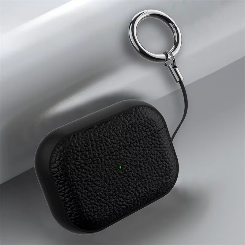 Lederstruktur-Schutzhülle für Apple AirPods 1, 2, 3, 4 und Pro in Orange oder Schwarz - Bild 4
