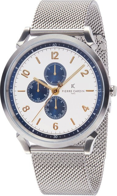 Pierre Cardin Armbanduhr, Quarz, Edelstahl, Blau, 44 mm, Herren - Bild 1