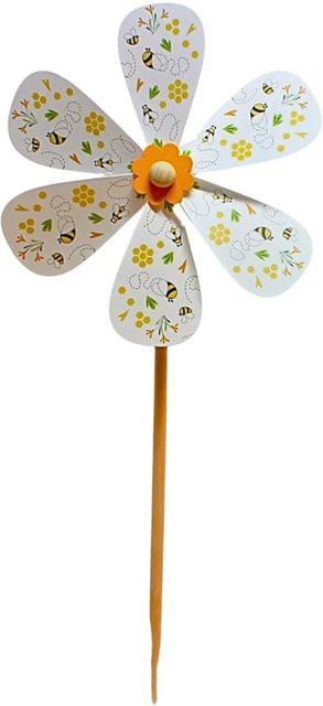 Dekohelden24 Windrad Windmühle als Windspiel und Vogelabwehr aus Holz, Multicolor, H x B x T: 75 x 31 x 31 cm - Bild 1