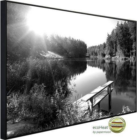 papermoon Infrarotheizung EcoHeat Wald mit Fluss in Schwarz und Weiss mit Matt-Effekt und App-Steuerung - Bild 1