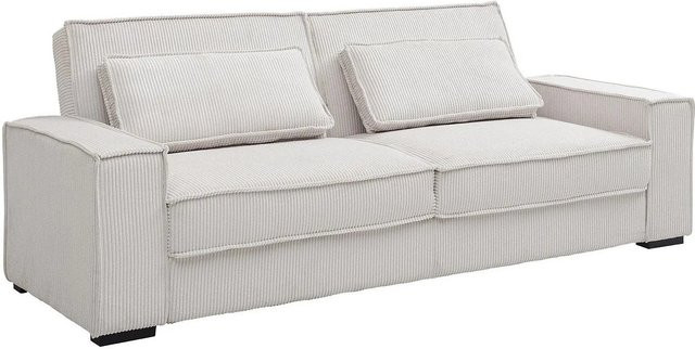 Schlafsofa Finoro von Vente-unique in Beige mit Samtbezug und Click-Clack-Funktion, Breite: 230 cm - Bild 1