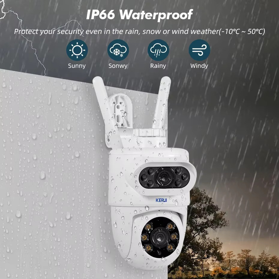 KERUI 5K 10MP Dual-Objektiv PTZ WLAN-Sicherheitskamera mit Auto-Tracking und Dual-Bildschirm für die Outdoor-Videoüberwachung in Weiß - Bild 4