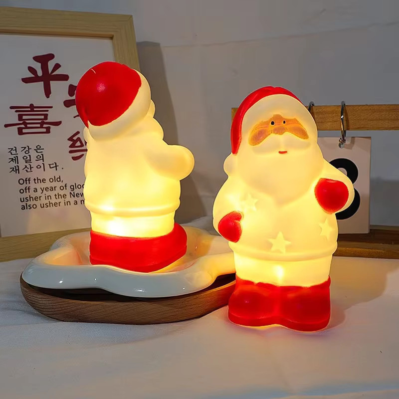 LED Weihnachts Nachtlicht Santa Claus und Schneemann als Tischornament für Kinder Schlafzimmer in Mehrfarbig - Bild 2