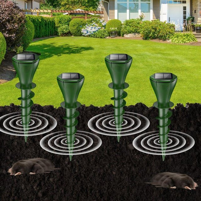 Teaglede Solar Maulwurfabwehr für den Rasen, grüner Nagetier-Repeller mit Sonic-Vibration und IP65 Wasserdichtigkeit - Bild 1