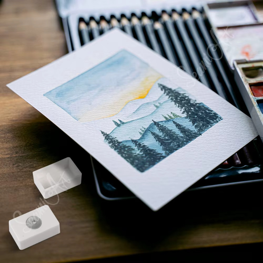 SeamiArt Magnetische Vollpfanne für Aquarellrohre als Malwerkzeug Set in Weiß - Bild 3