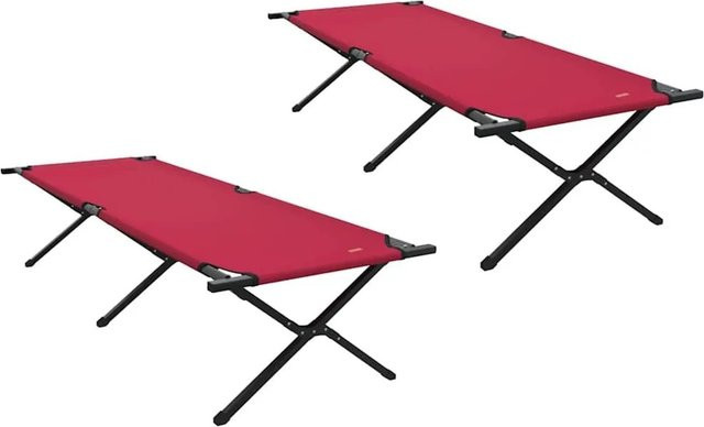 2er Set vidaXL Klappbare Camping Schlafbetten aus Stahl und Oxford-Stoff in Rot, B/T/H: 80 x 210 x 46 cm - Bild 1