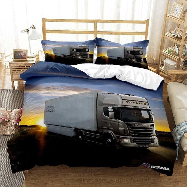 Scania LKW Bettwäsche Set aus Mikrofaser mit 3D-Druck in Blau, B/B: 200 x 230 cm - Bild 1