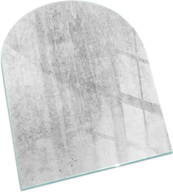 Tulup Kamin-Glasplatte als Funkenschutzplatte für Kaminöfen in Grau mit Rohbetonstruktur, B: 80 cm, H: 70 cm - Bild 1