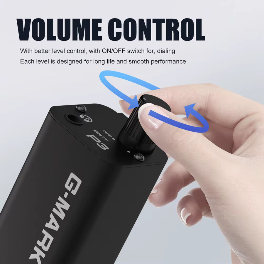G-MARK P3 In-Ear-Monitor-Verstärker mit Metallgehäuse und Lithium-Akku in Schwarz, tragbarer Kopfhörerverstärker für Stereo und Mono - Bild 4