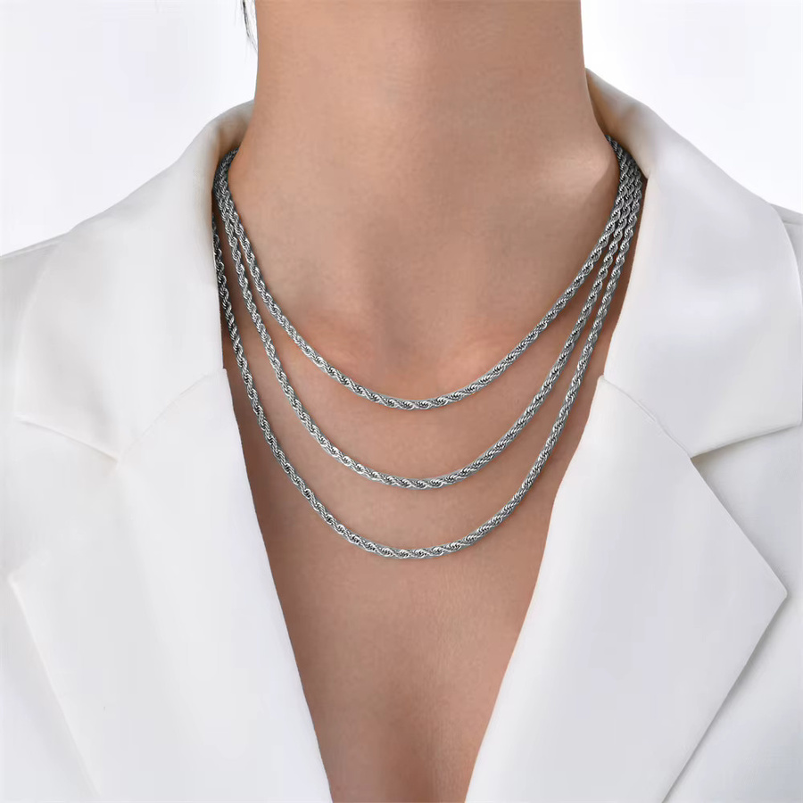 Halskette Edelstahl, Silber, Twisted Seil Kette, Unisex - Bild 2