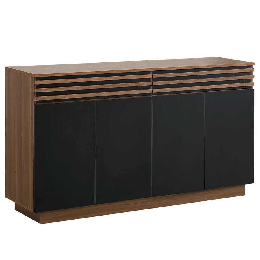 Merax Sideboard modern in Braun und Schwarz mit 4 Türen, B/T/H: 150 x 40 x 85 cm - Bild 2