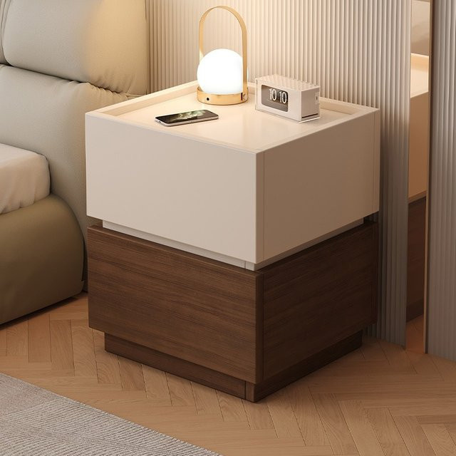 LIUSHADUOLA Nachttisch im minimalistischen Stil mit Schubladen in Weiß Matt - Bild 1