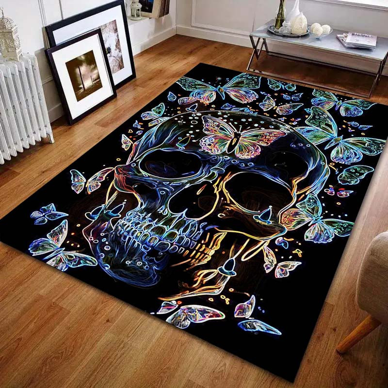 UQIDEHOME Teppich mit Fantasy Schmetterlingen und Totenköpfen Motiv, Mehrfarbig, B/T: 60 x 40 cm - Bild 4