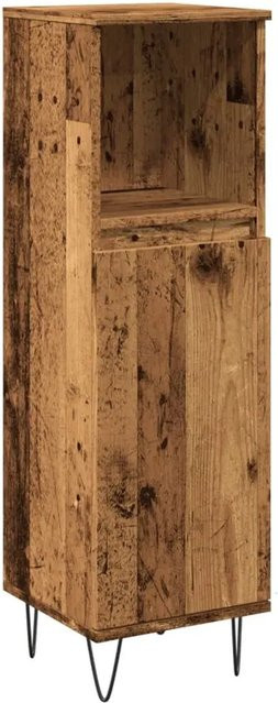 vidaXL Badschrank in Altholz-Optik mit Türen und offenen Regalen, braun, B/T/H: 30 x 30 x 100 cm - Bild 1