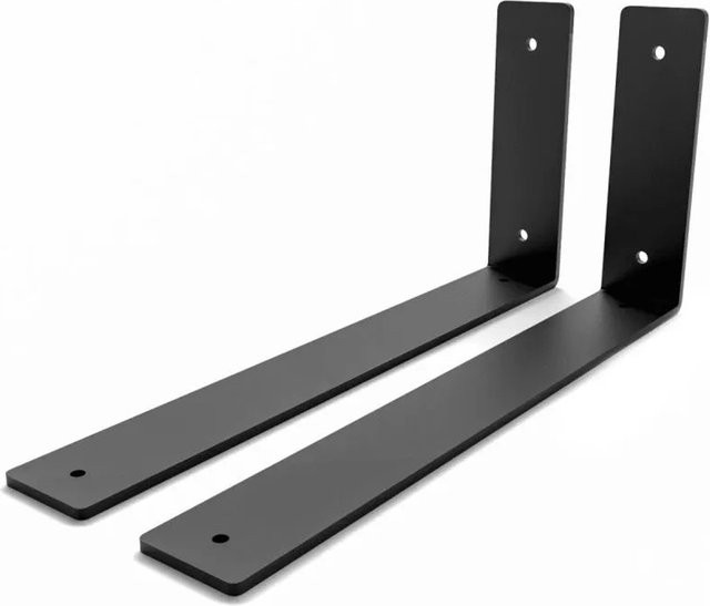 HEVVA Regalwinkel FREIBERG 2er Set Schwarz matt aus Metall, Tiefe: 30 cm - Bild 1