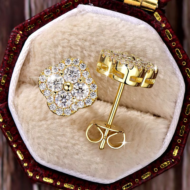 Lnkry Schmuckset, Moissanit, 14 Karat Gold gefüllt, Kleeblatt, Unisex - Bild 2