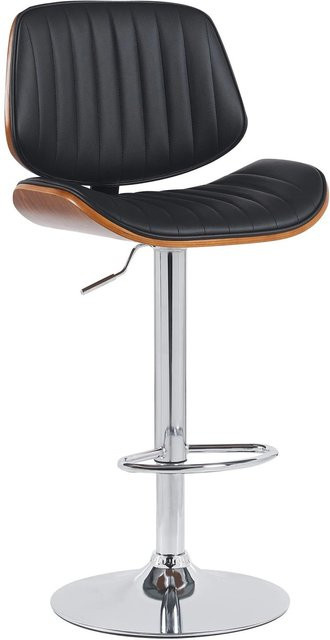 DELUKE Barhocker LOSAN aus Kunstleder in Walnuss/Schwarz mit Lehne, höhenverstellbar und drehbar, B/T/H: 50 x 50 x 94 cm - Bild 1