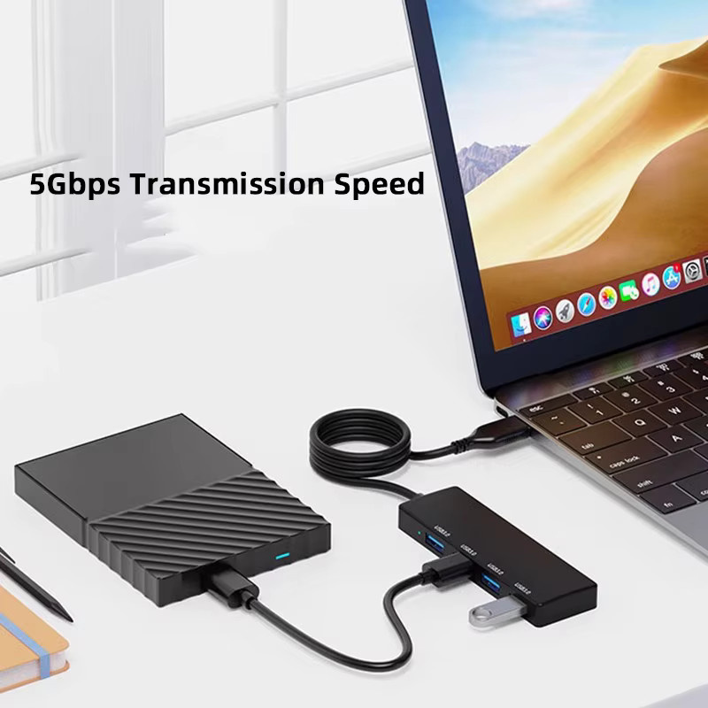 Goldpo USB 3.0 Hub 4-Port Multi-Splitter-Adapter in Schwarz für Laptop und PC - Bild 4