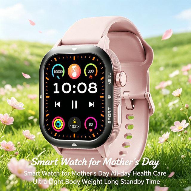 LEADOYS Smartwatch, Damen, 1,95 Zoll, 10 ATM, Silikon, Pink, Roségold - Bild 1