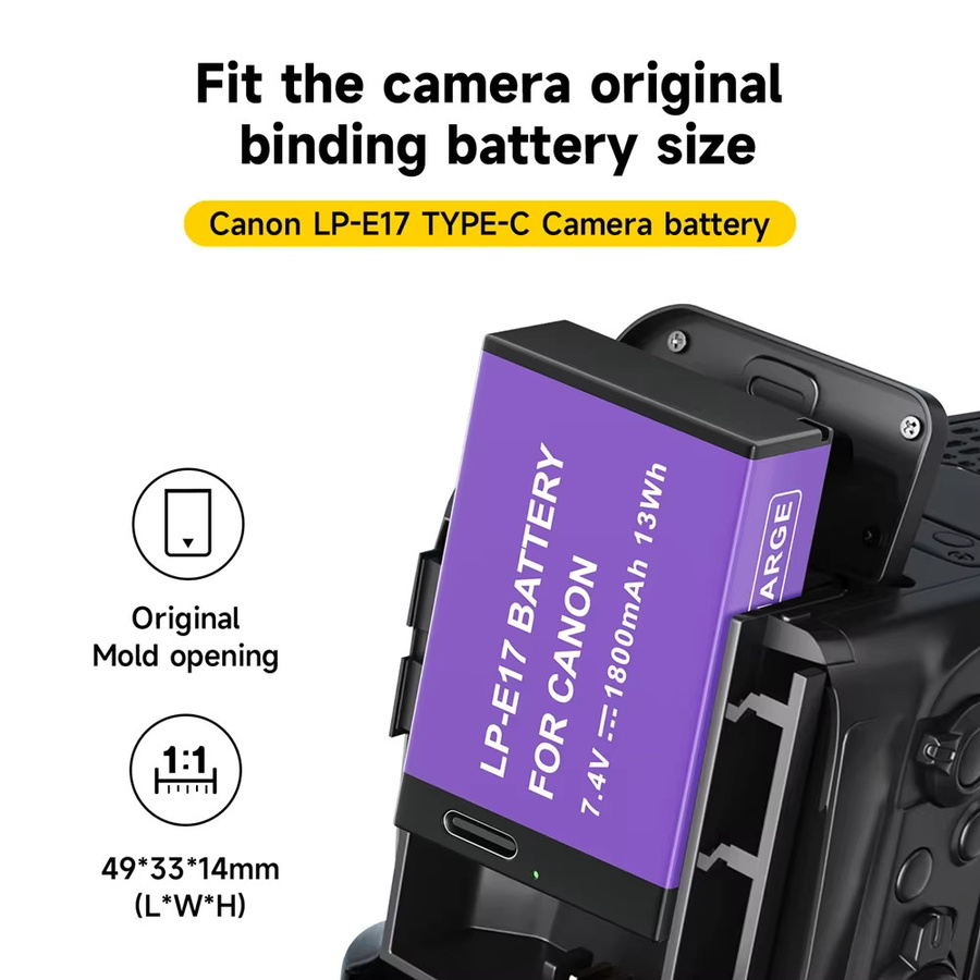 2 Stück LP-E17 Akku mit USB Typ C Anschluss für Canon EOS RP 200 250D M3 M5 M6 750D 760D T6i T6s 800D 8000D 77D Kiss X8i, 1800mAh - Bild 4