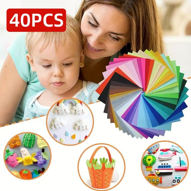 40 Stück Filzstoff Set in gemischten Farben für DIY und Bastelarbeiten - Bild 1