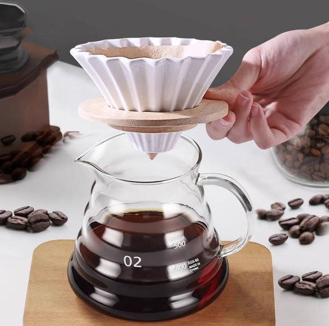 MYVIT Keramik Kaffeefilter-Becherhalter in Weiß, runder Kegel-Tropfer für Handbrau-Kaffee und Maschinen, 1–2 Tassen - Bild 1