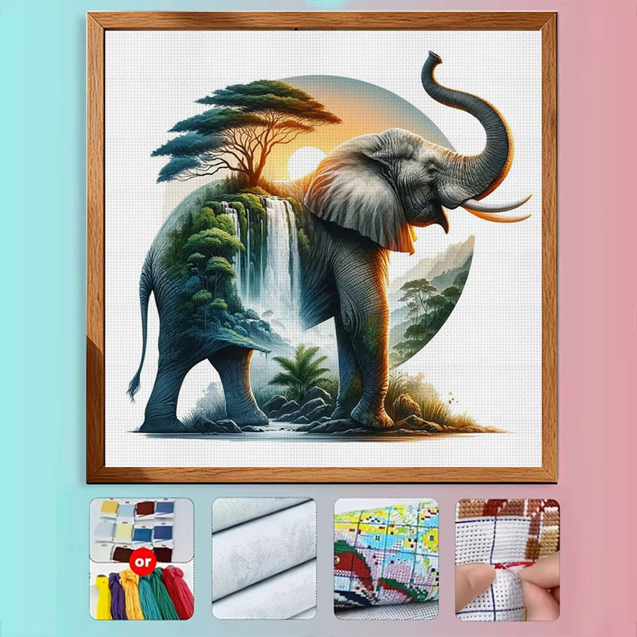 Nature's Giant Kreuzstich-Set zum Selbermachen, 11CT Stickerei in Multicolour, B/H: 36 x 36 cm - Bild 4