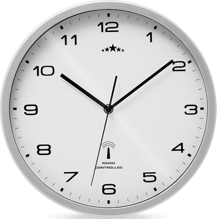 Monzana Funkwanduhr modern in Weiß/Silber, analog und lautlos, Durchmesser: 31 cm