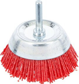 BGS Topfbürste aus Nylon für Winkelschleifer in Rot, Durchmesser: 7,5 cm - Bild 1