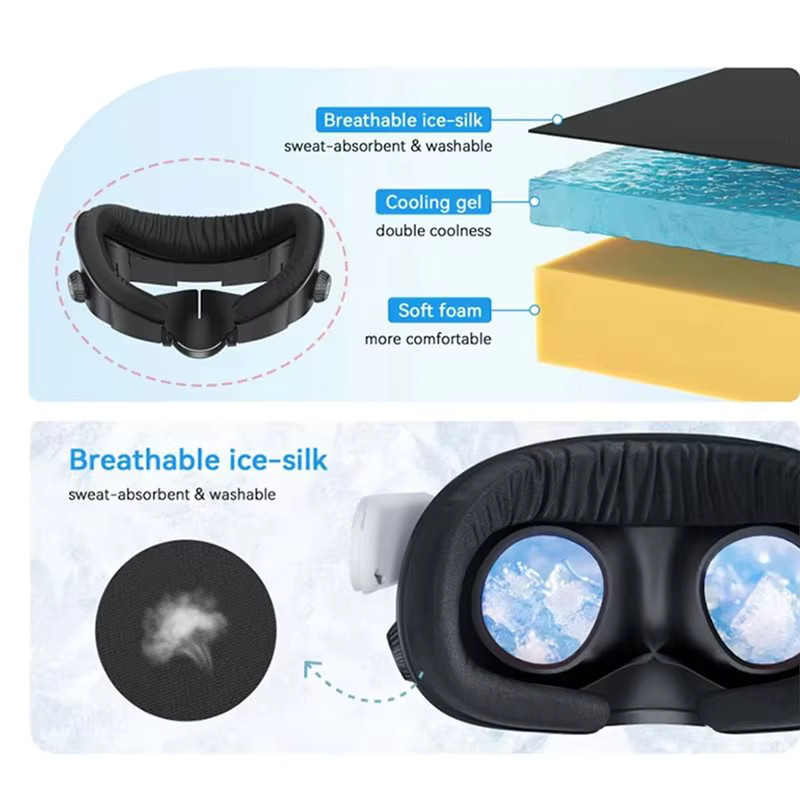 AAAEL-AMVR Ice Silk Pad für Meta VR-Brille, kühlende Gesichtsmaskenabdeckung als komfortable Ersatz-Gesichtsschnittstelle in Schwarz - Bild 5
