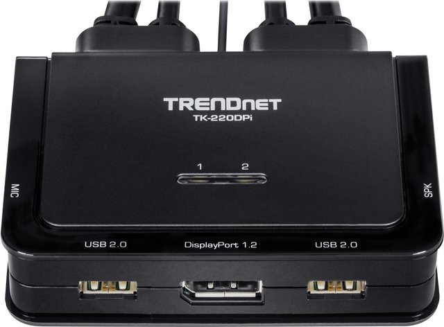 Trendnet TK-220DPi KVM-Switch für Tastatur, Video und Maus mit DisplayPort und 4K UHD in Schwarz - Bild 1