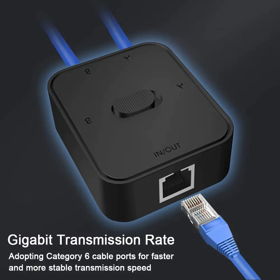 Kebidumei 2-Port Gigabit Netzwerk-Switch RJ45 Ethernet LAN Splitter 1000Mbps 2-Wege-Adapter Schwarz - Bild 2