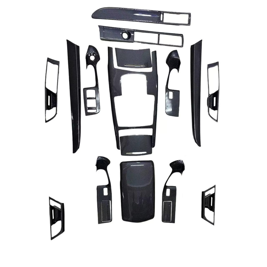 SNBLO Carbon-Look Innenverkleidung Set für Audi A6 C6 LHD, Schwarz, für Armaturenbrett und Türen - Bild 3