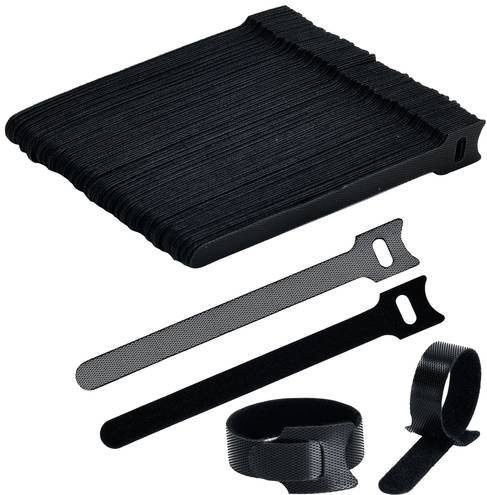 TRU COMPONENTS Klettkabelbinder T24CA057 Schwarz, 100 Stück, Länge: 150 mm, Breite: 12 mm - Bild 1