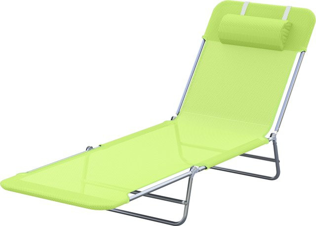 Outsunny Sonnenliege Gartenliege Relaxliege aus Textilene und Stahlrohr in Grün mit verstellbarer Kopfstütze - Bild 1
