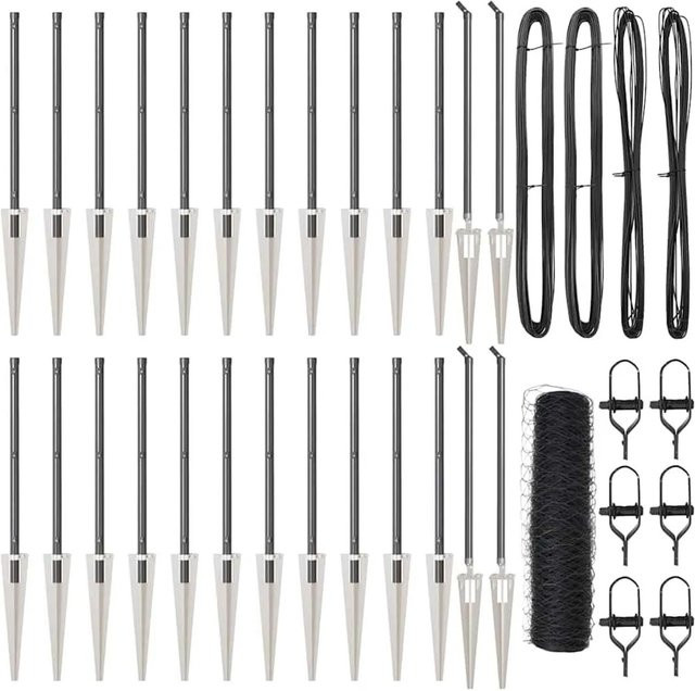 vidaXL Zaunpfosten aus Stahl und PVC in Grau, Höhe: 100 cm, Breite: 50 cm - Bild 1