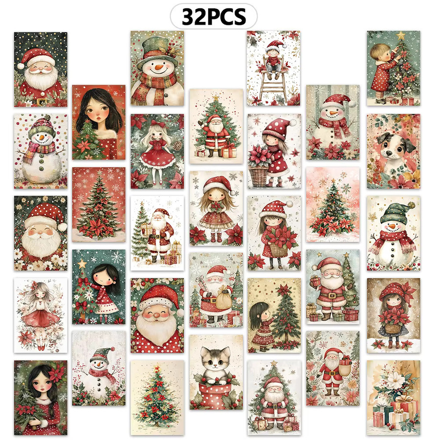 32 Stück Weihnachtliche Papierpostkarten mit gepunktetem Design in Mehrfarbig für Mädchen und Studenten - Bild 5