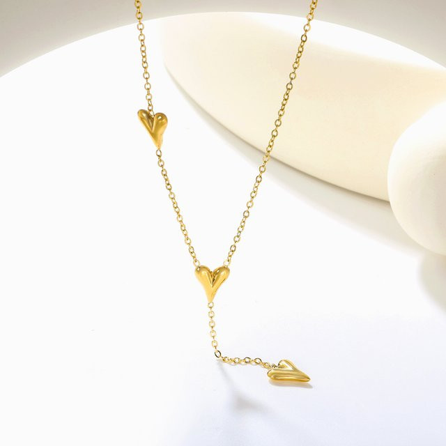 LUXUSTEEL Halskette, Herzförmiger Anhänger, Edelstahl, Gold, Damen - Bild 1