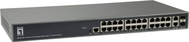 LEVELONE GEL-2681 26-Port L3 Lite Managed Gigabit Switch mit 2x SFP/RJ45 Combo in Grau - Bild 1