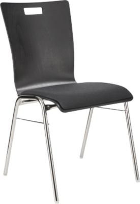 Schäfer Shop Select Stapelstuhl Schwarzgrau mit Stoffpolster aus Holz und Stahl, B: 43 cm, T: 41 cm, H: 45 cm - Bild 1