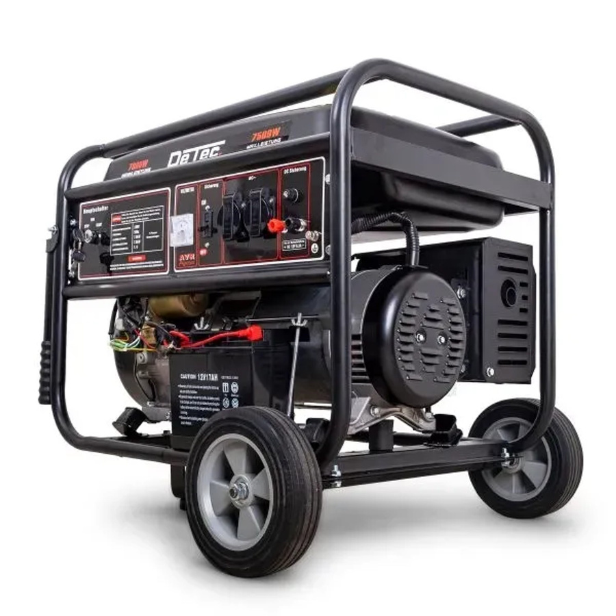 DeTec Benzin Stromgenerator DT LB7500E in Schwarz mit 7 kW Leistung, 230V, 1 Phase und Elektrostart - Bild 2
