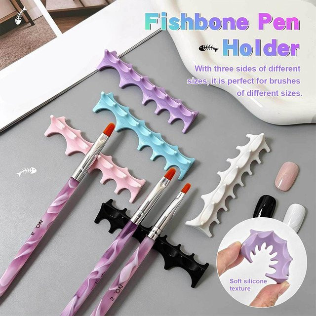 Nagelbürstenhalter aus Silikon, Fischgräten-Design, Black - Bild 1