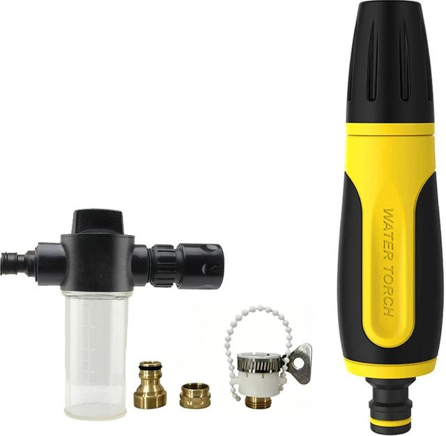 FLOWERS SPRAL Hochdruck-Wassersprühpistole mit Schaumwasserflasche in Gelb für Autowäsche und Gartenbewässerung - Bild 1