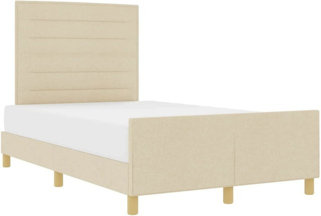vidaXL Bettgestell mit Kopfteil in Beige, gepolstert, B/T: 140 x 190 cm - Bild 1