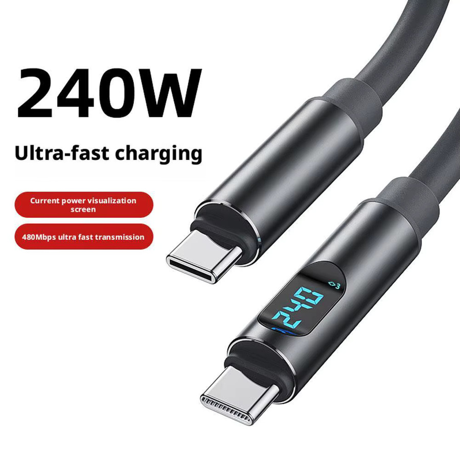 Intelligentes Typ-C Schnelllade-Datenkabel mit 240W Leistung und dynamischer digitaler Anzeige für iPhone 17 16 15 und USB-C Geräte - Bild 3
