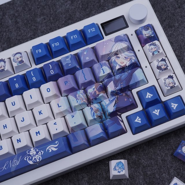 MAIMOOO Genshin Impact Furina Tastenkappen Cherry Profile in Blau, PBT Keycaps mit fünfseitiger Sublimation für mechanische Tastaturen - Bild 1